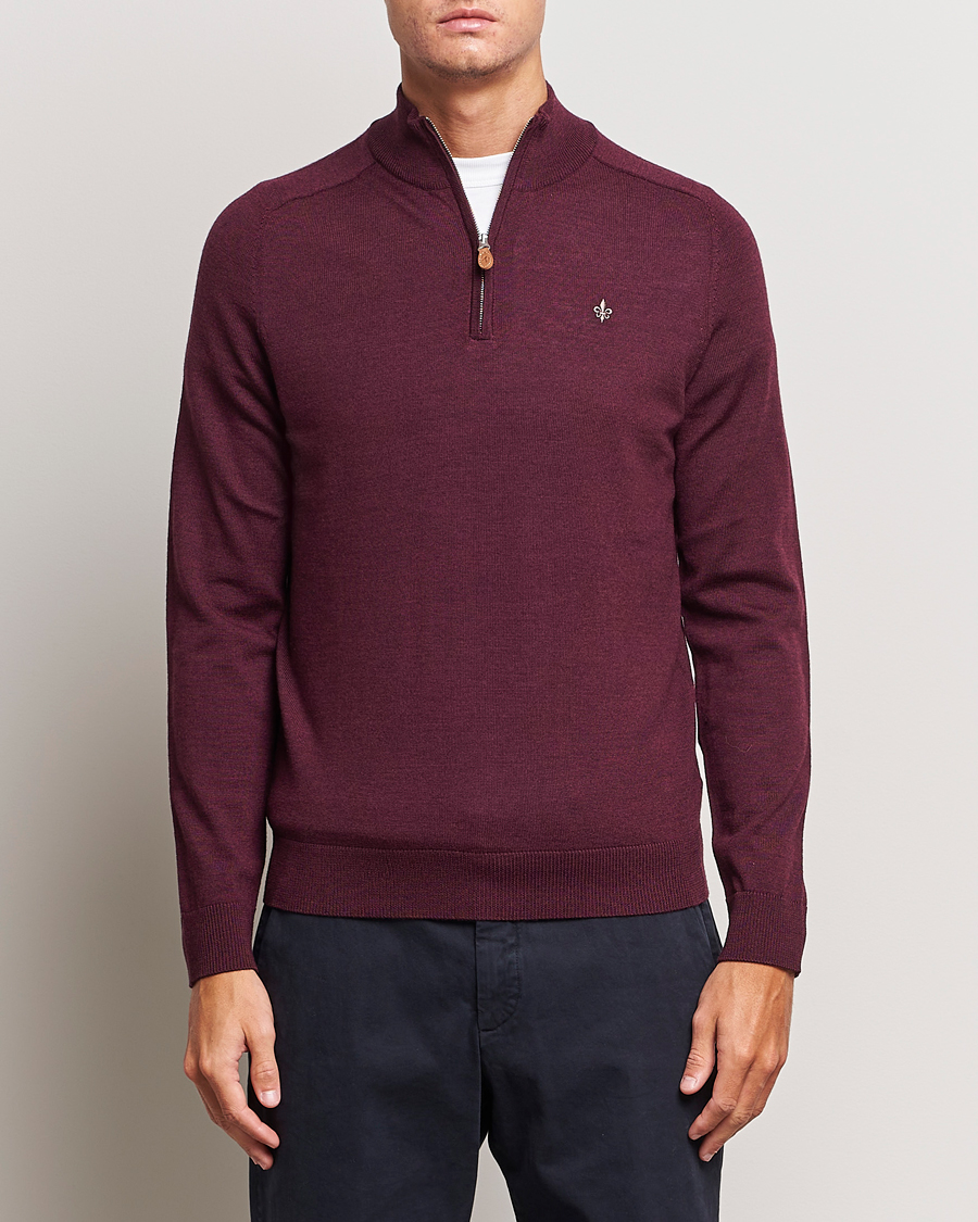 Herren |  | Morris | John Merino Half Zip Wine Red