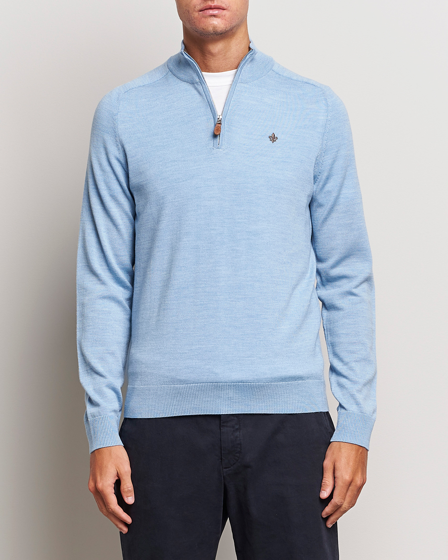 Herren |  | Morris | John Merino Half Zip Light Blue