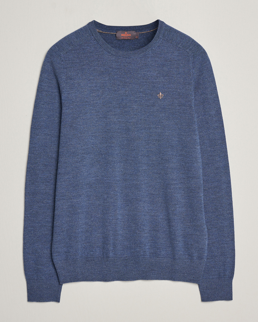 Herren | Pullover | Morris | Merino Crew Neck Pullover Blue