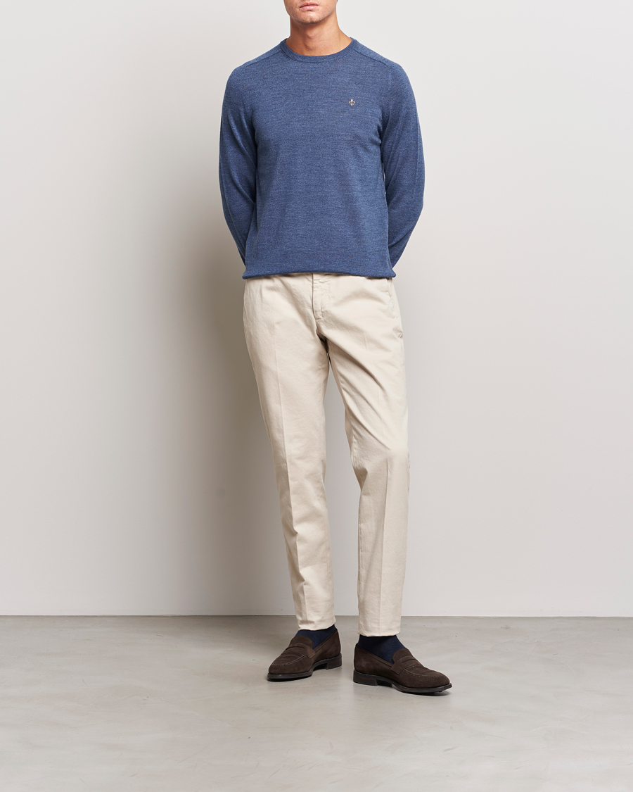 Herren | Pullover | Morris | Merino Crew Neck Pullover Blue