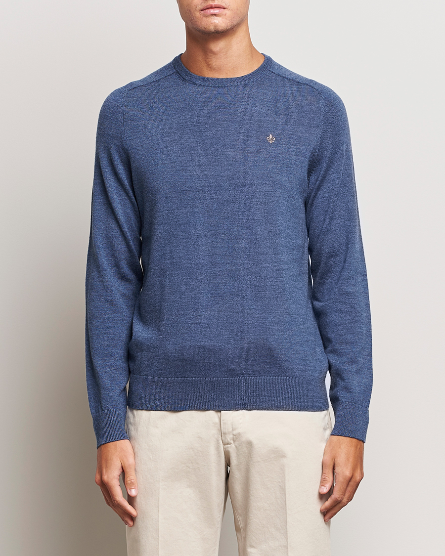 Herren | Pullover | Morris | Merino Crew Neck Pullover Blue