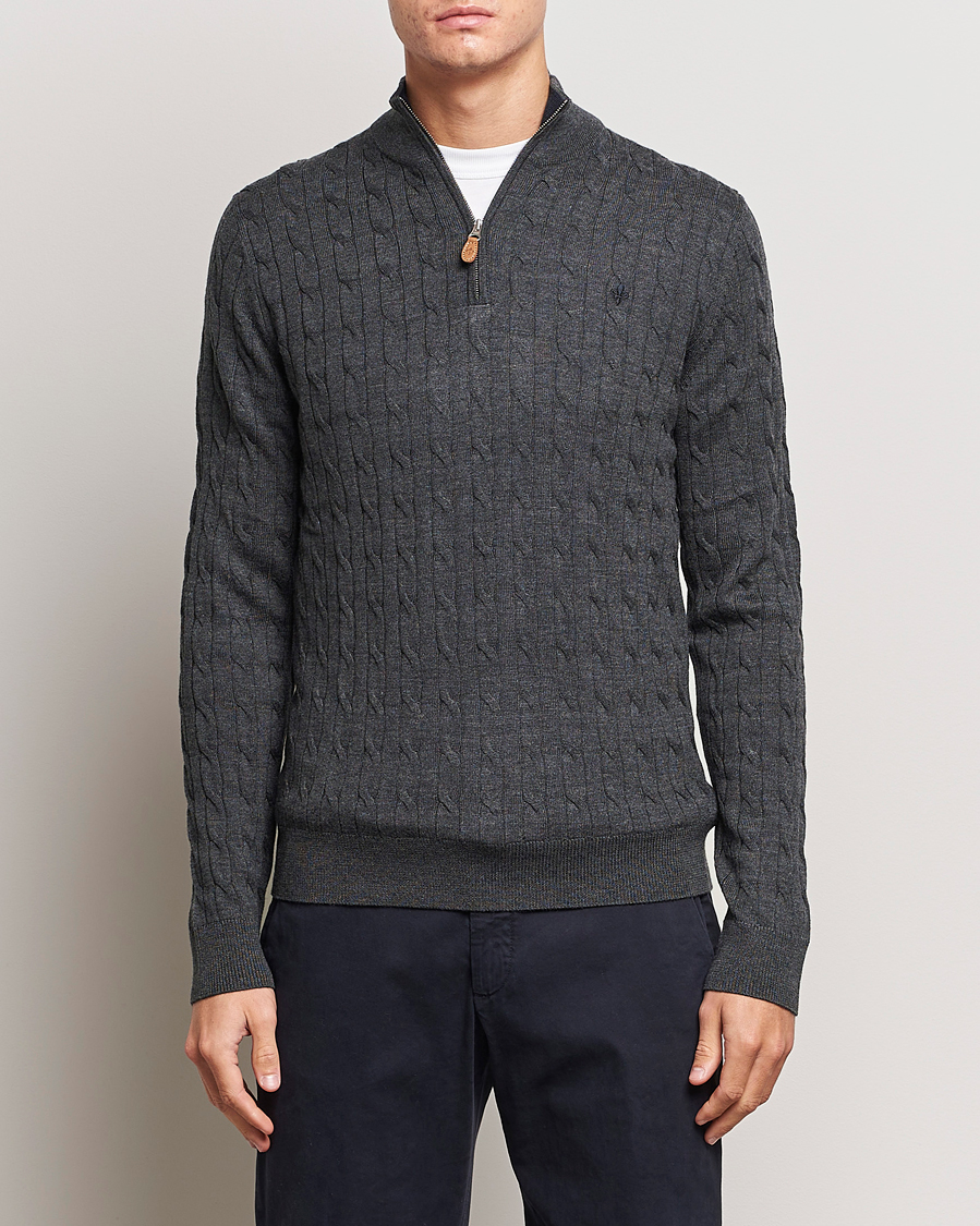 Herren |  | Morris | Merino Cable Half Zip Grey