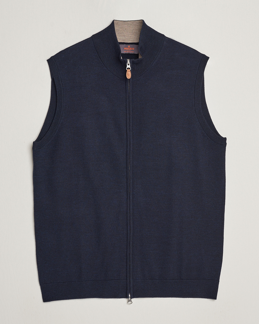 Herren | Pullover | Morris | Merino Zip Vest Navy