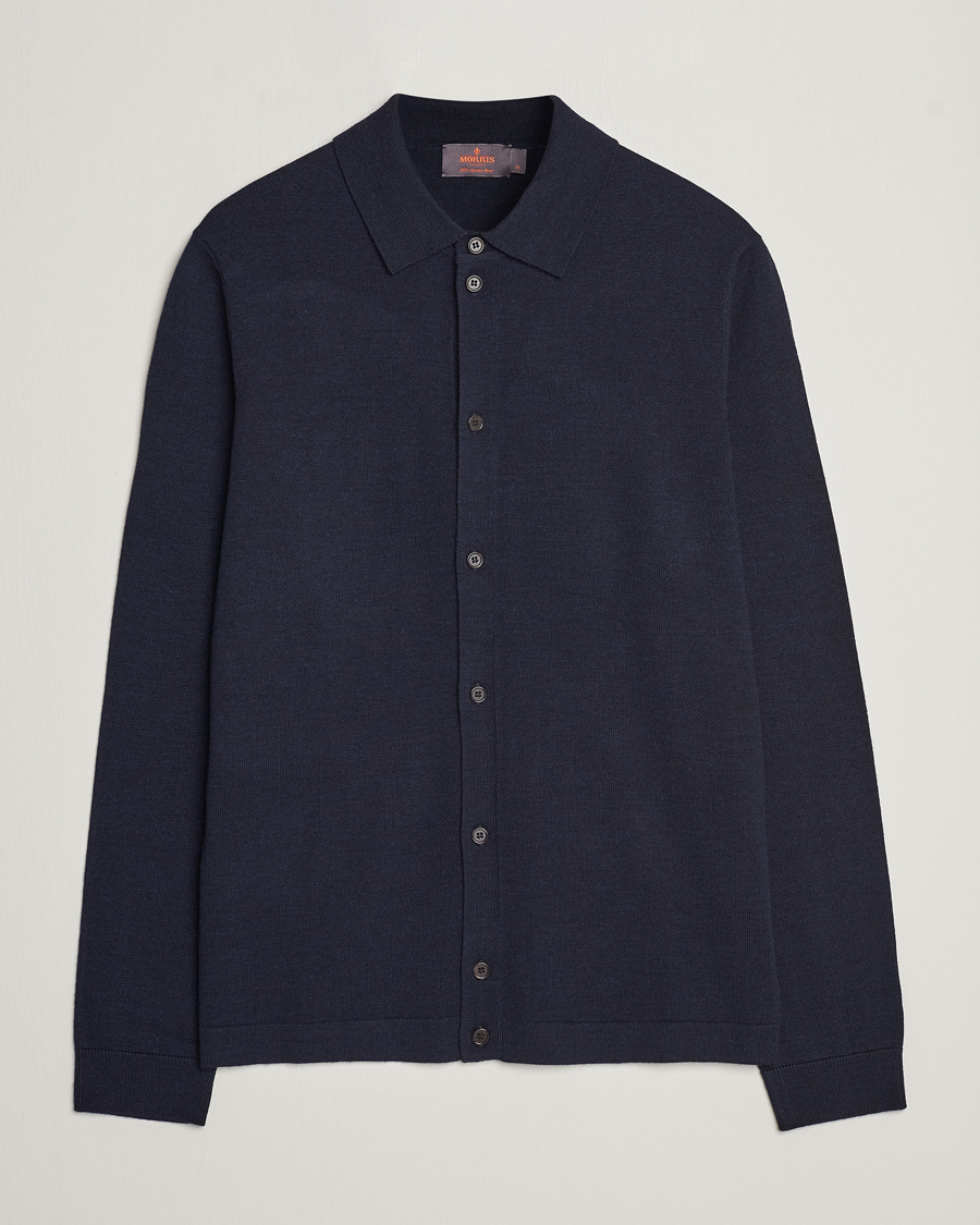Herren | | Morris | Merino Knitted Shirt Navy