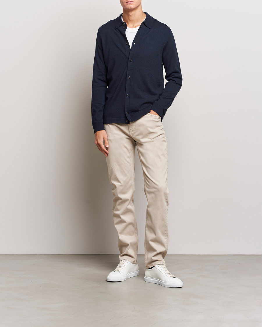 Herren | Pullover | Morris | Merino Knitted Shirt Navy