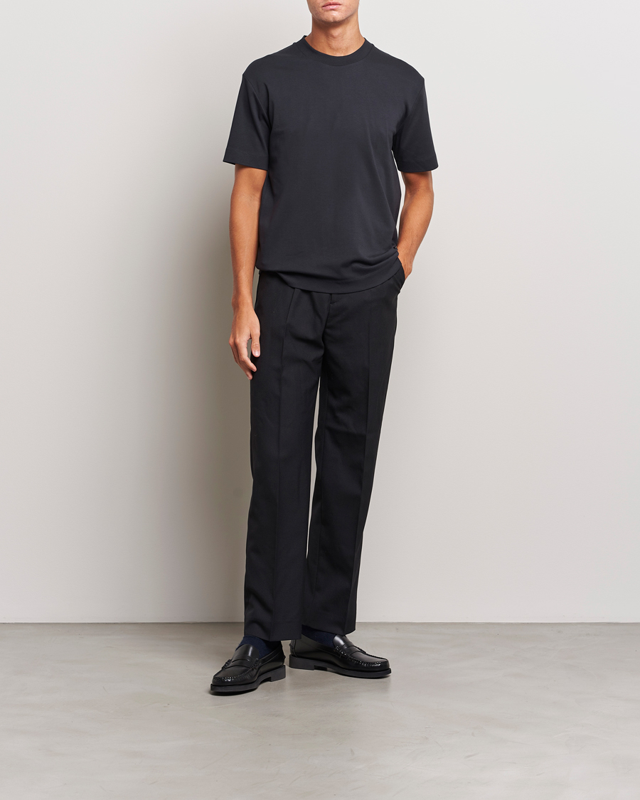 Herren | T-Shirts | Sunspel | Heavyweight Mock Neck T-Shirt Black