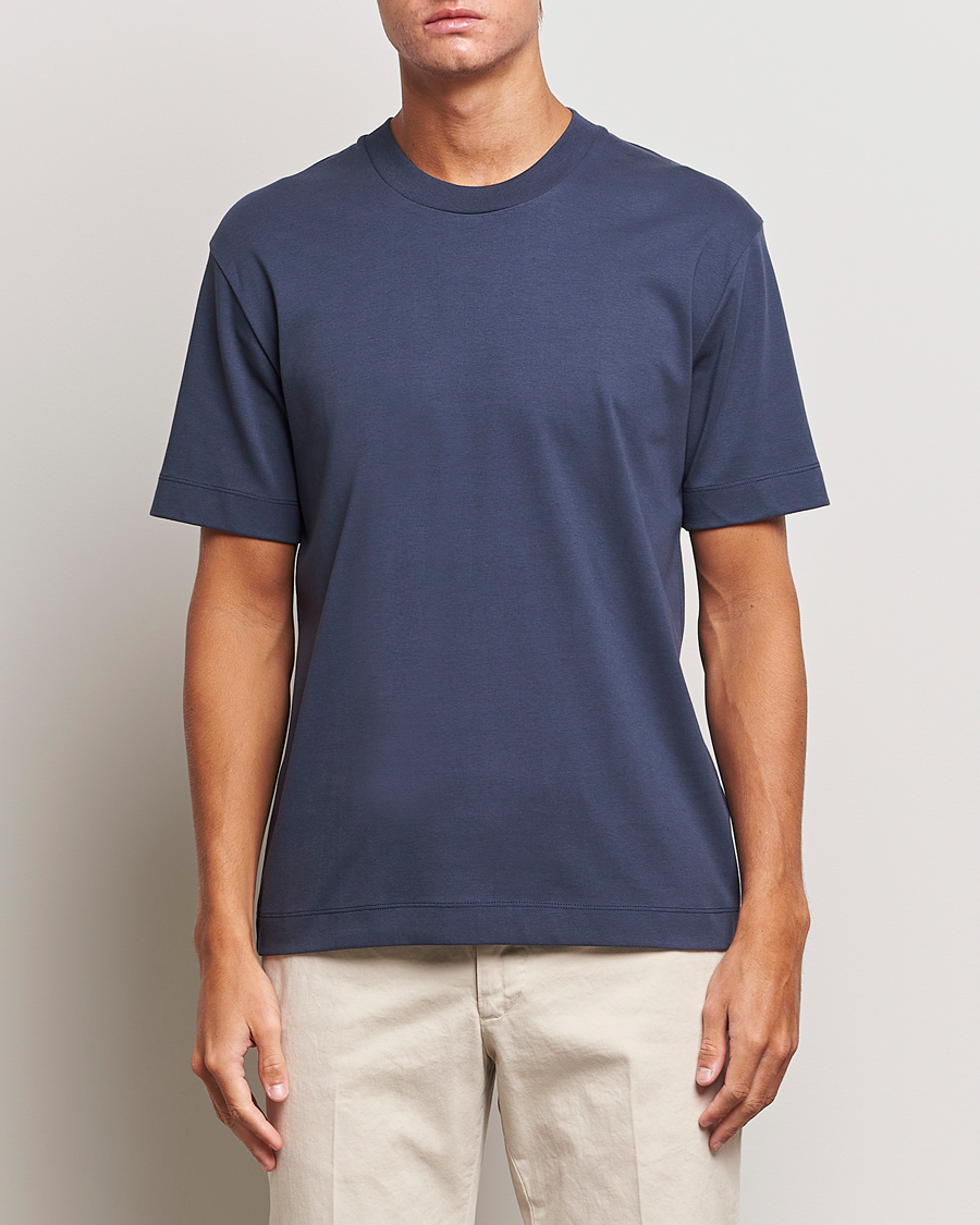 Herren |  | Sunspel | Heavyweight Mock Neck T-Shirt Navy