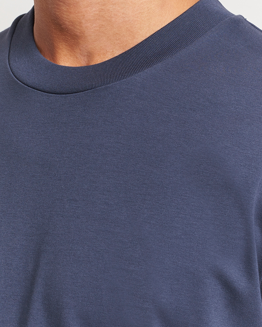 Herren | T-Shirts | Sunspel | Heavyweight Mock Neck T-Shirt Navy