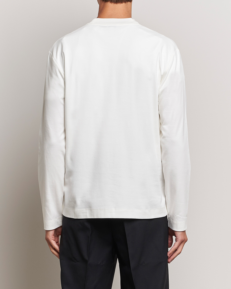 Herren | T-Shirts | Sunspel | Heavyweight Mock Neck Long Sleeve T-Shirt Ecru