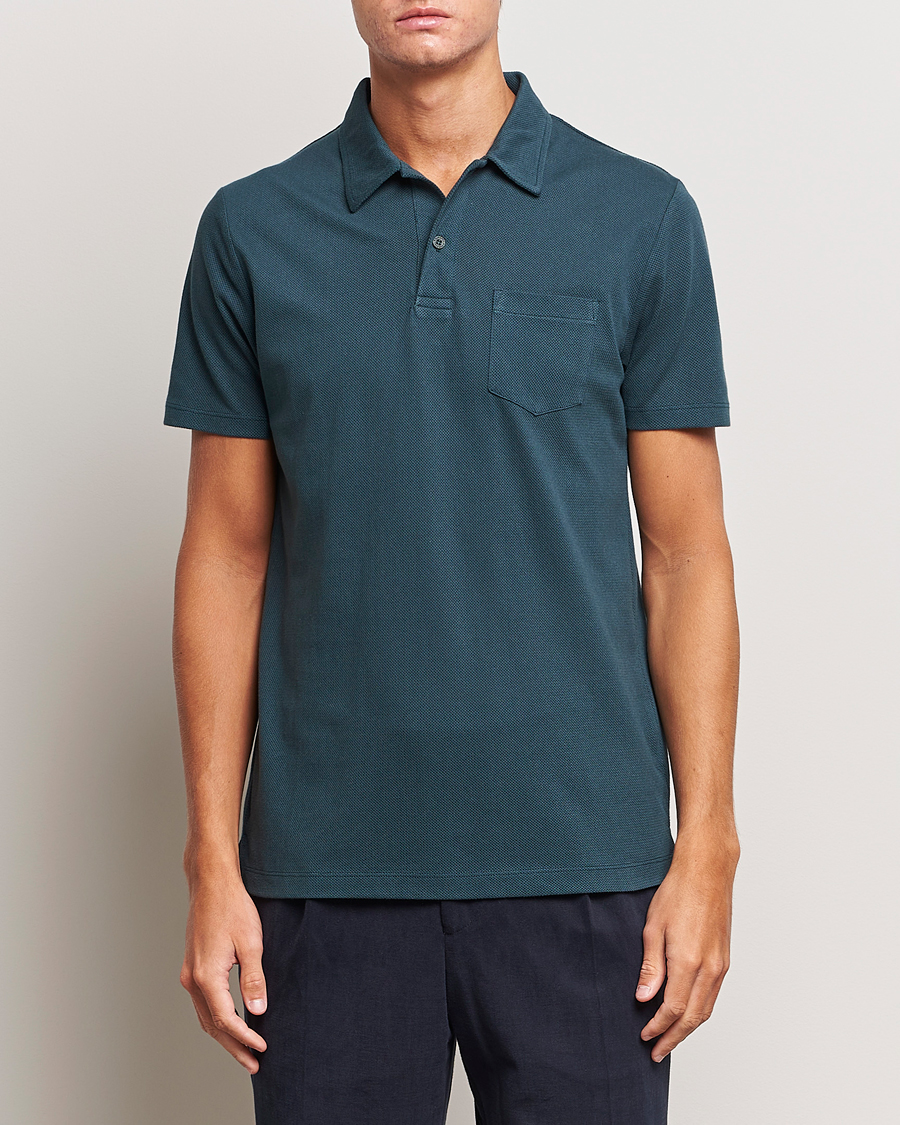 Men |  | Sunspel | Riviera Polo Shirt Peacock