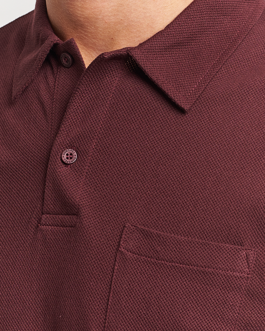 Herren | Poloshirt | Sunspel | Long Sleeve Riviera Polo Shirt Maroon