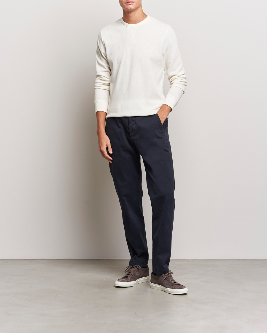 Herren | T-Shirts | Sunspel | Long Sleeve Waffle T-Shirt Ecru