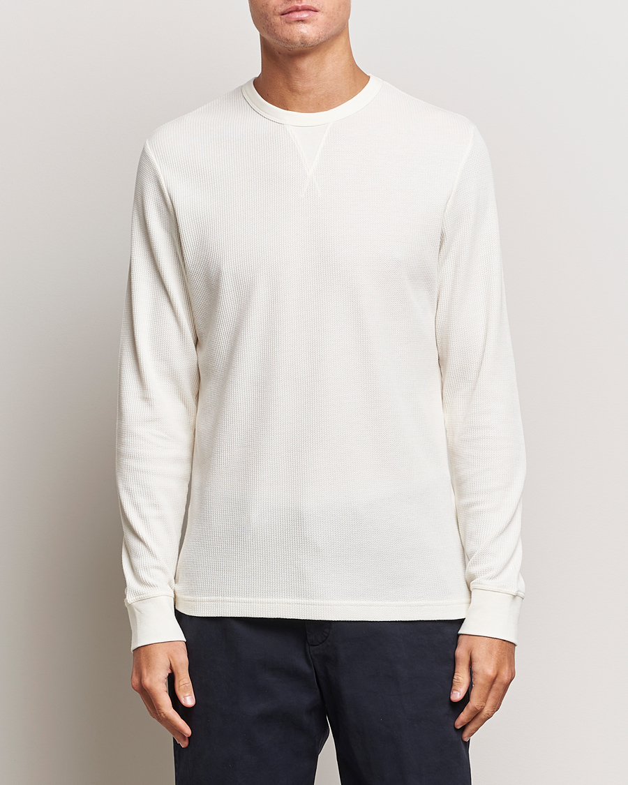 Herren |  | Sunspel | Long Sleeve Waffle T-Shirt Ecru