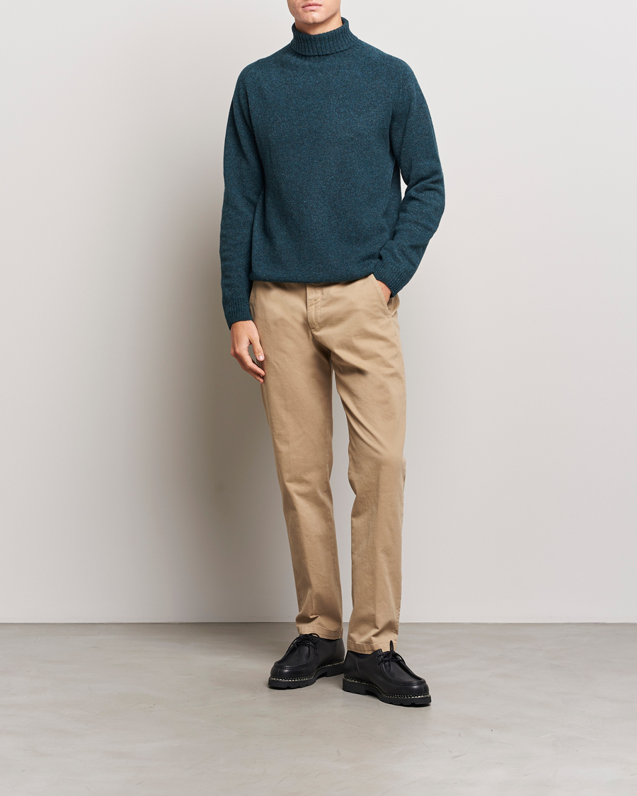 Herren | Pullover | Sunspel | Lambswool Rollneck Peacock