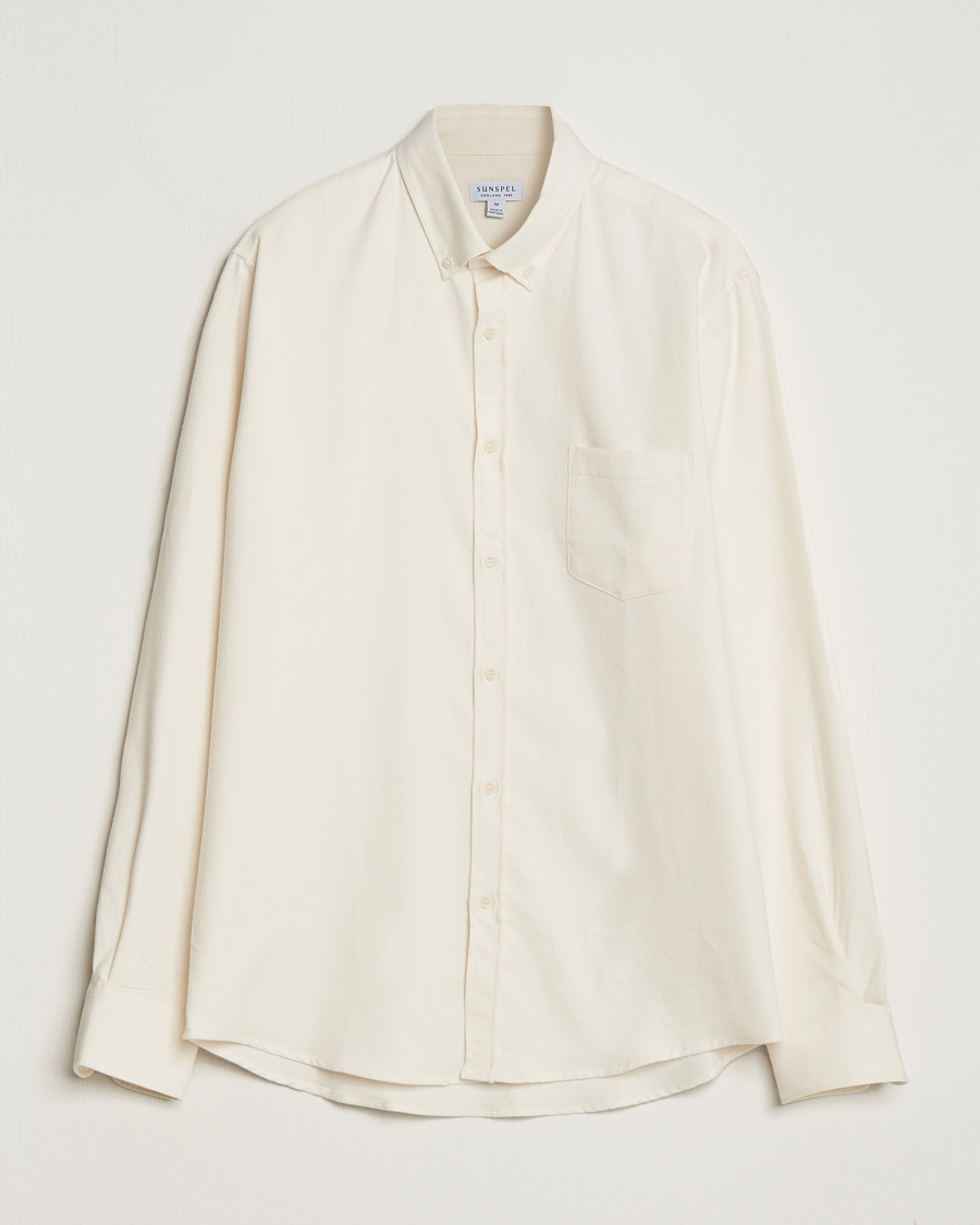 Herren |  | Sunspel | Brushed Cotton Flannel Shirt Ecru