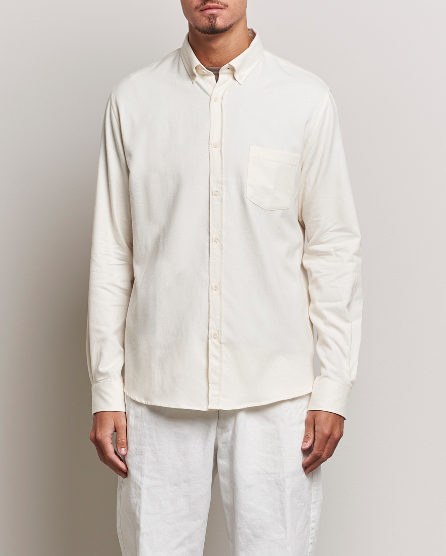 Herren |  | Sunspel | Brushed Cotton Flannel Shirt Ecru