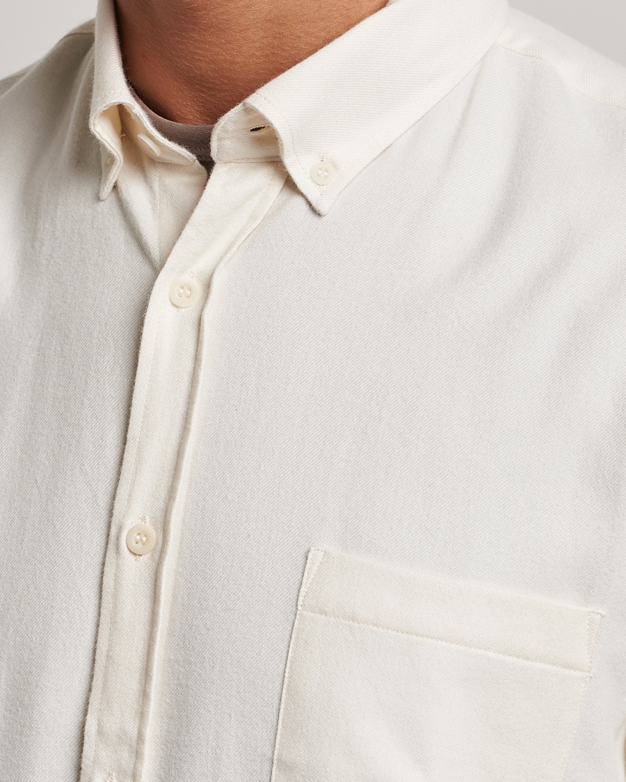 Herren | Hemden | Sunspel | Brushed Cotton Flannel Shirt Ecru