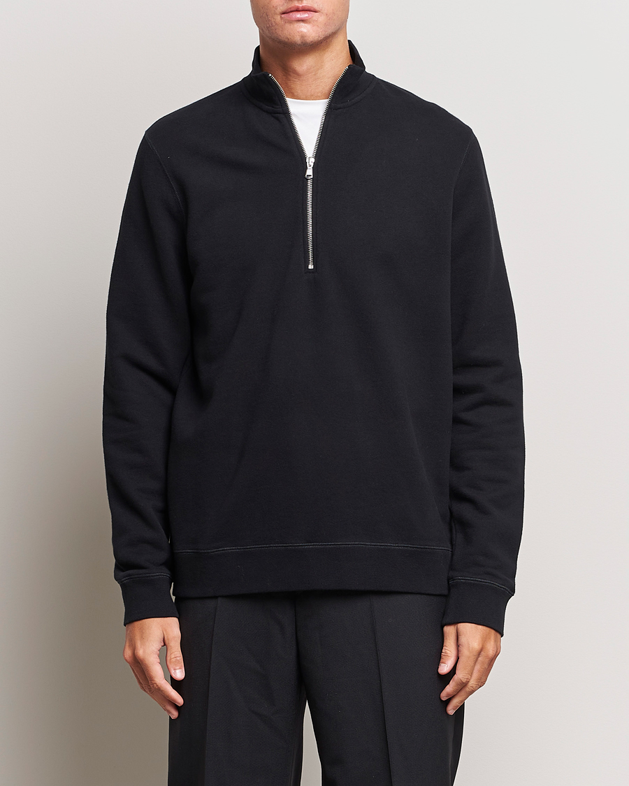 Herren |  | Sunspel | Loopback Half Zip Sweatshirt Black