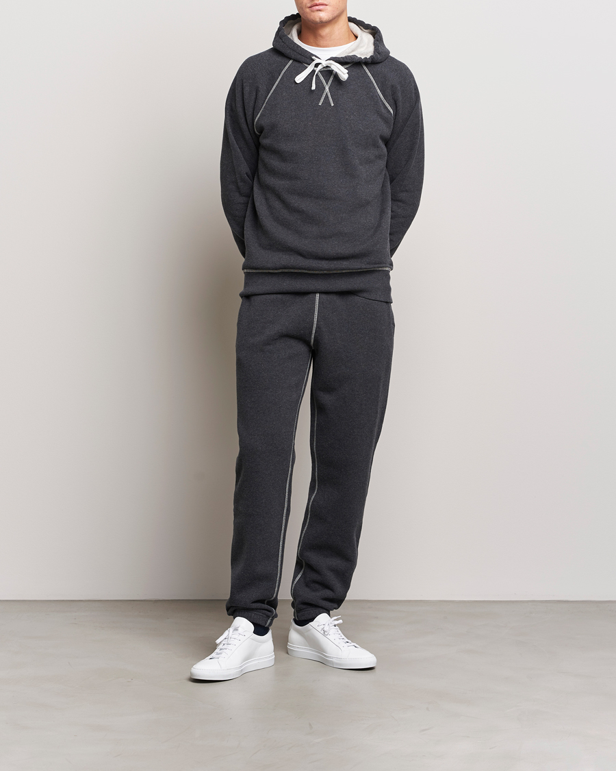 Herren | Pullover | Sunspel | Fleeceback Hoodie Charcoal Melange