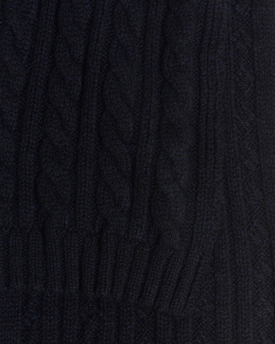 Herren | Sunspel Lambswool Cable Scarf Dark Navy | Sunspel | Lambswool Cable Scarf Dark Navy