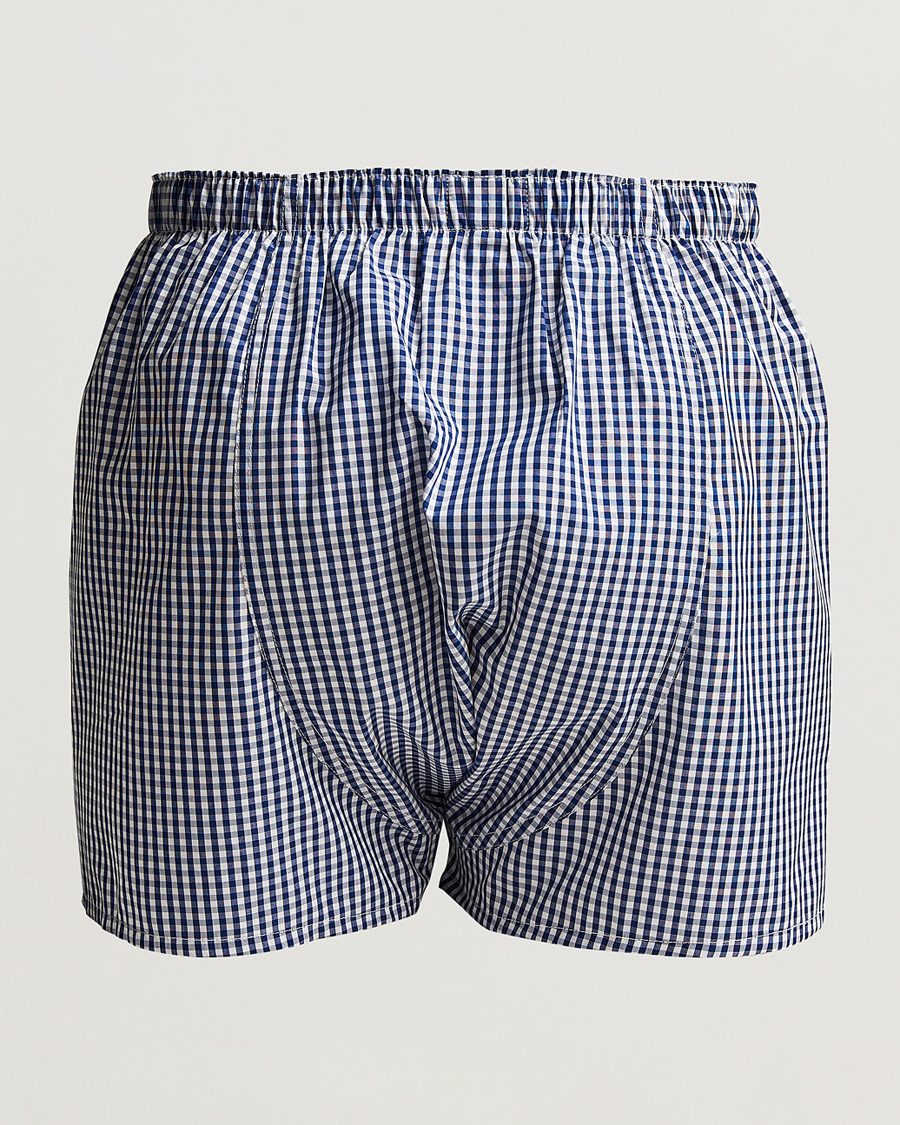 Herren |  | Sunspel | Cotton Gingham Boxer Navy