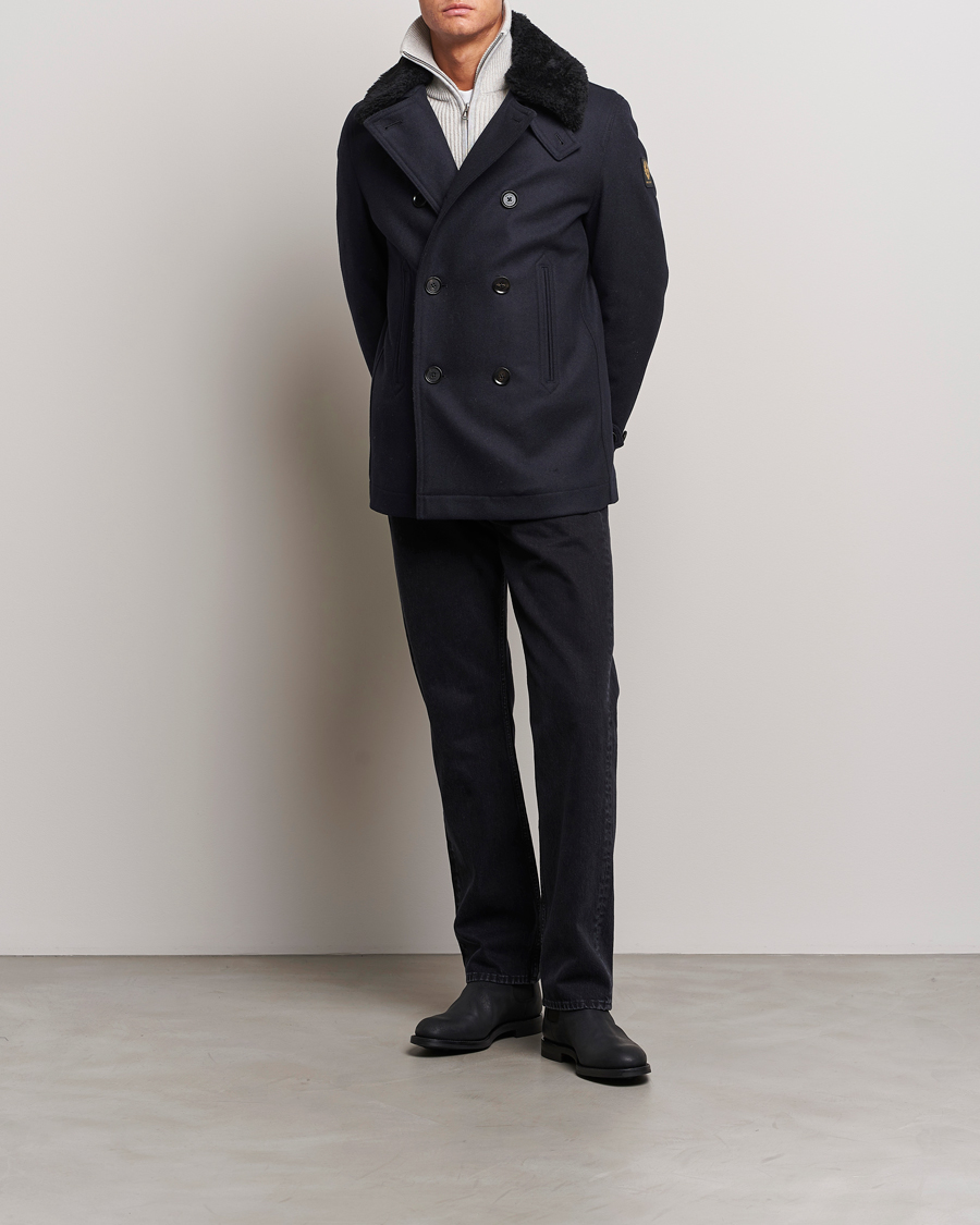 Herren | Jacken | Belstaff | Ashridge Sherling Wool Peacoat Dark Ink
