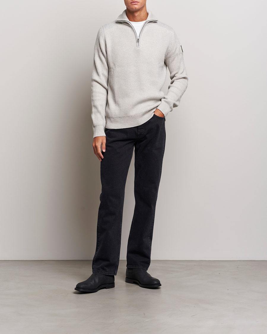 Herren | Pullover | Belstaff | Stanley Quarter Zip Jumper Old Silver