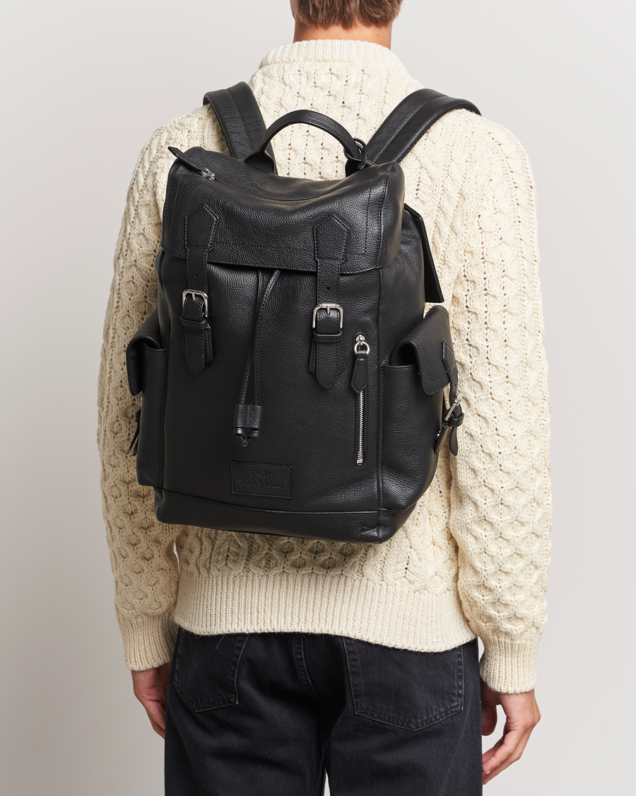 Herren |  | Polo Ralph Lauren | Flap Leather Backpack Black