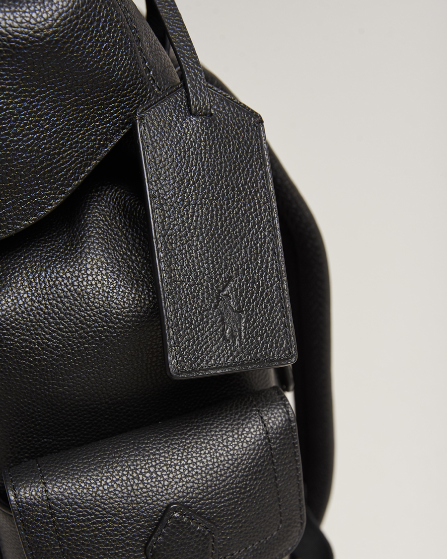Herren | Polo Ralph Lauren Flap Leather Backpack Black | Polo Ralph Lauren | Flap Leather Backpack Black