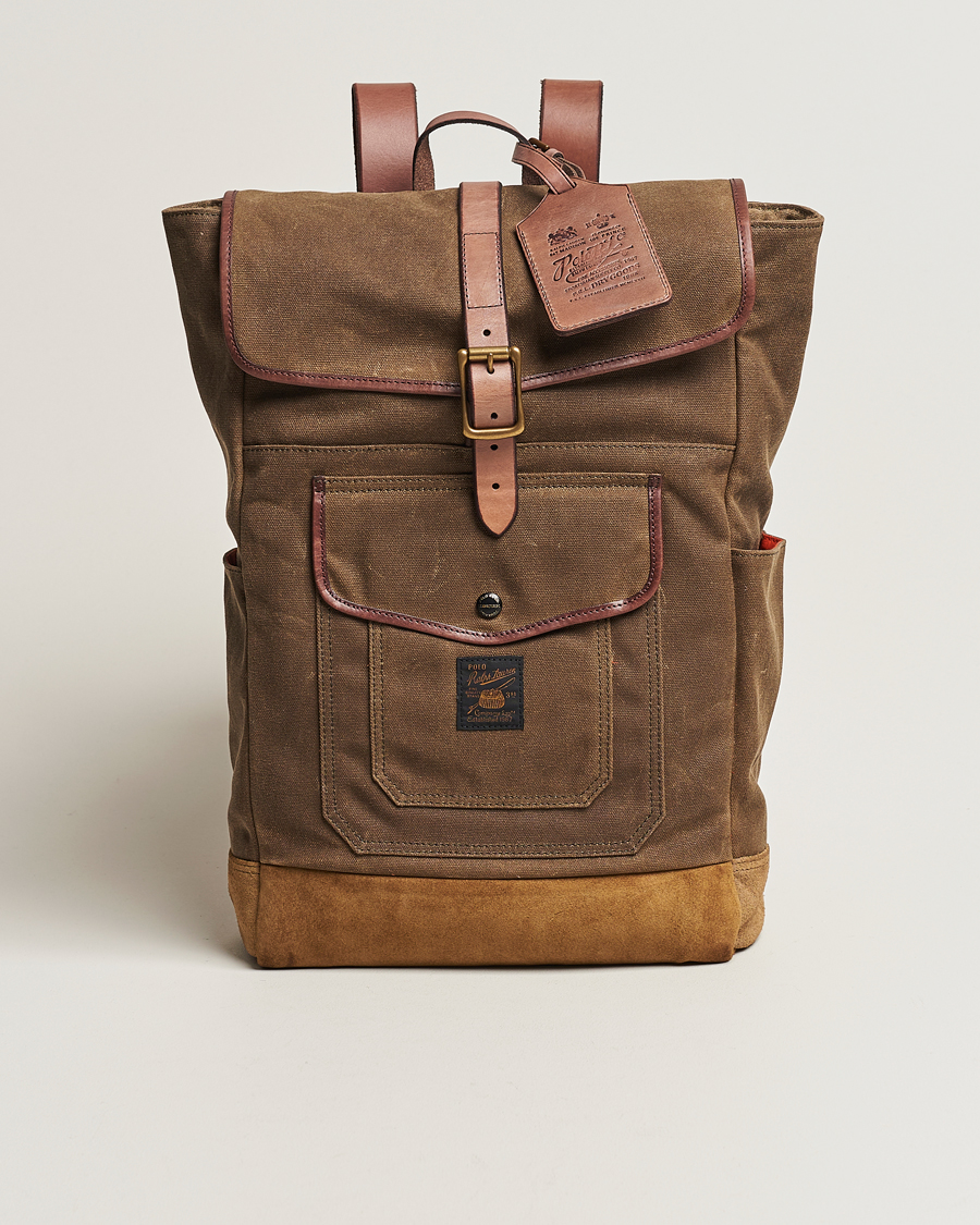 Herren | Preppy Authentic | Polo Ralph Lauren | Zip Top Oil Cloth Backpack Olive