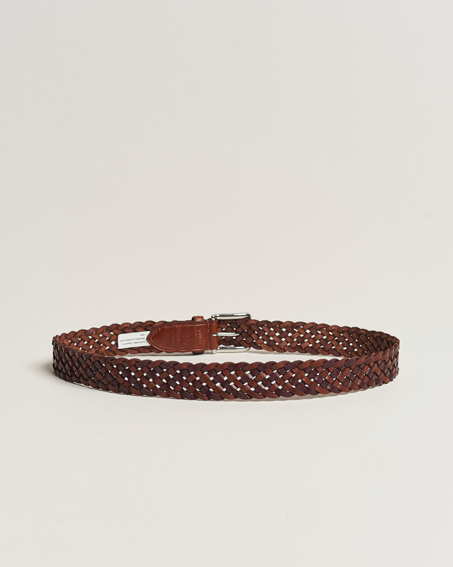 Men | Accessories | Polo Ralph Lauren | Braided Leather Belt Dark Brown