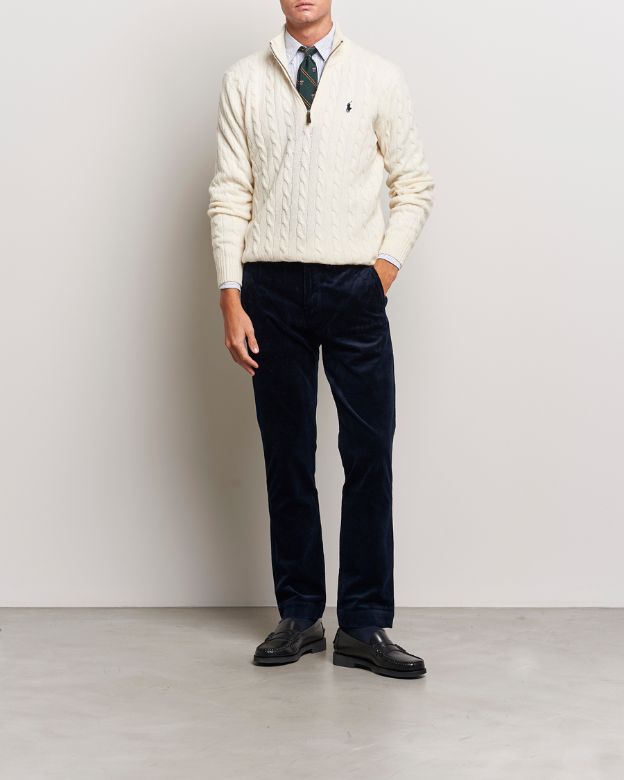 Herren | Pullover | Polo Ralph Lauren | Wool/Cashmere Cable Half Zip Andover Cream