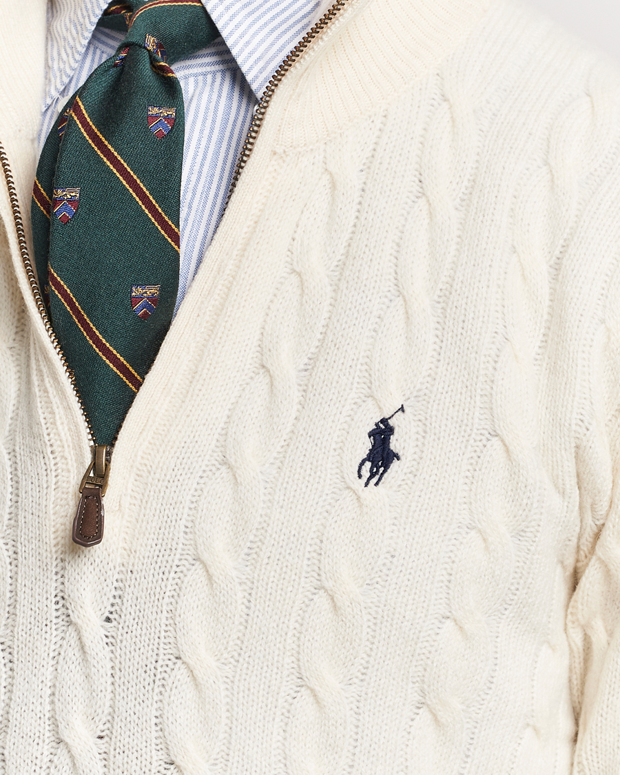 Herren | Pullover | Polo Ralph Lauren | Wool/Cashmere Cable Half Zip Andover Cream