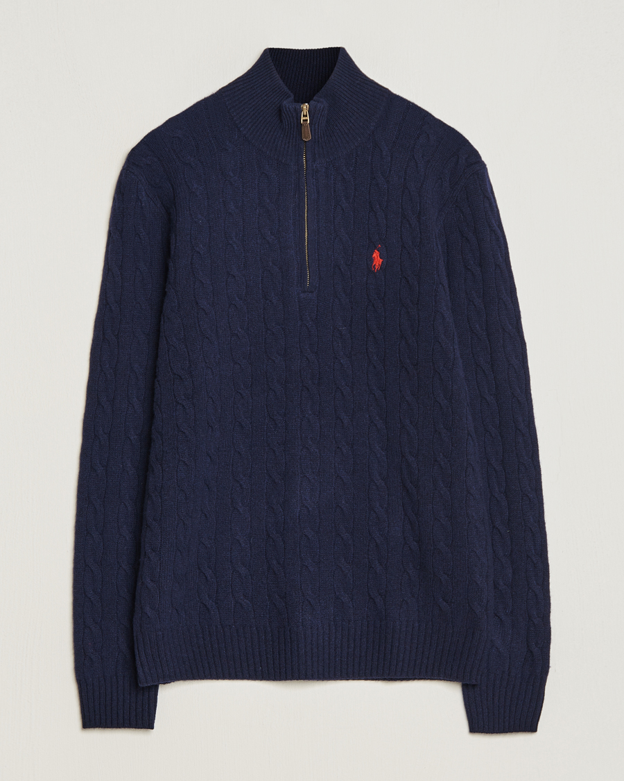 Herren | Pullover | Polo Ralph Lauren | Wool/Cashmere Cable Half Zip Hunter Navy