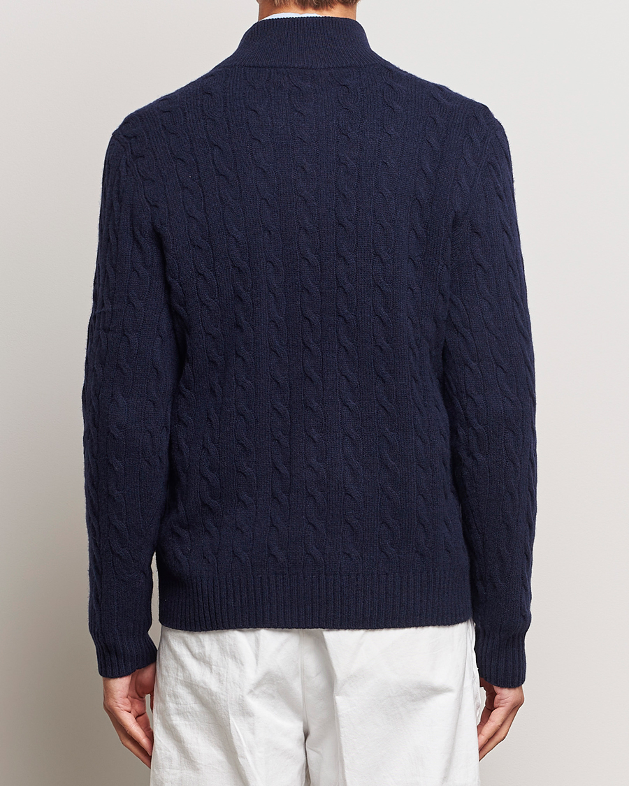 Herren | Pullover | Polo Ralph Lauren | Wool/Cashmere Cable Half Zip Hunter Navy