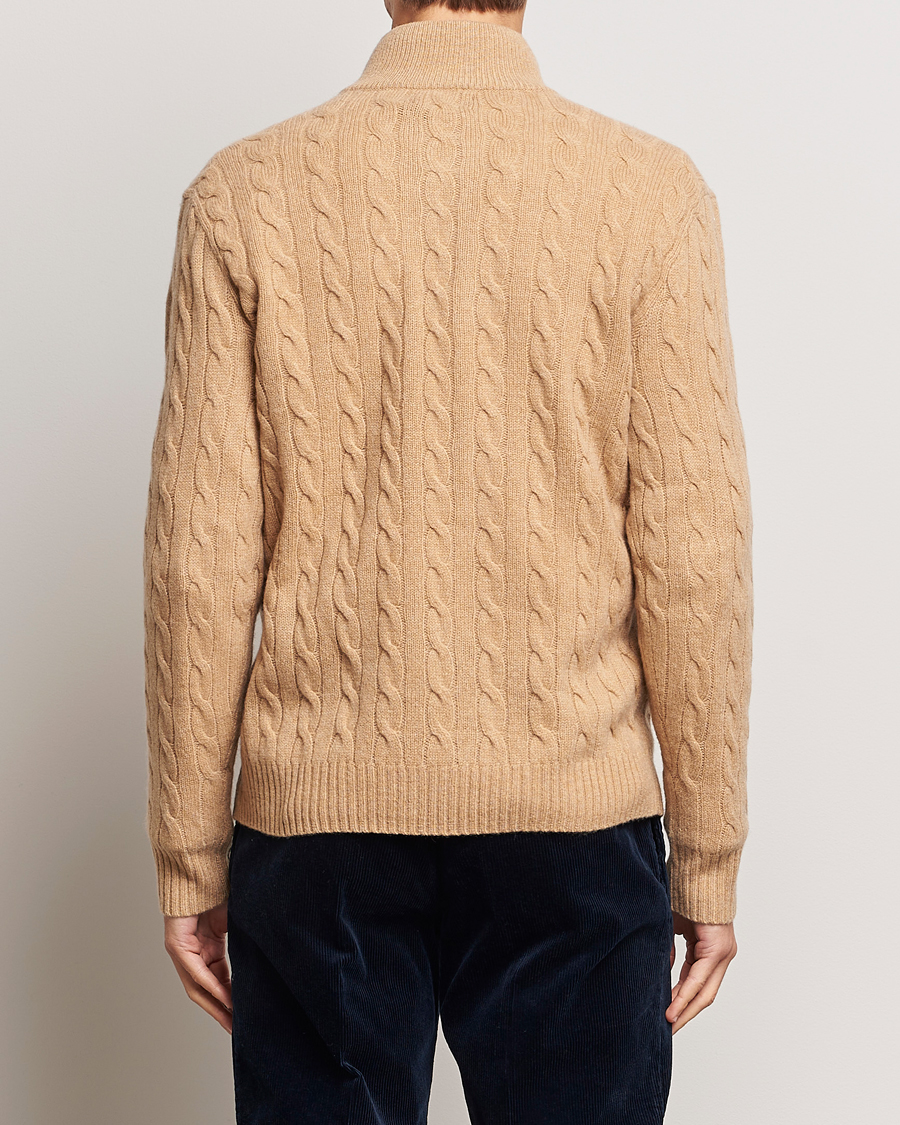 Herren | Pullover | Polo Ralph Lauren | Wool/Cashmere Cable Half Zip Camel Melange