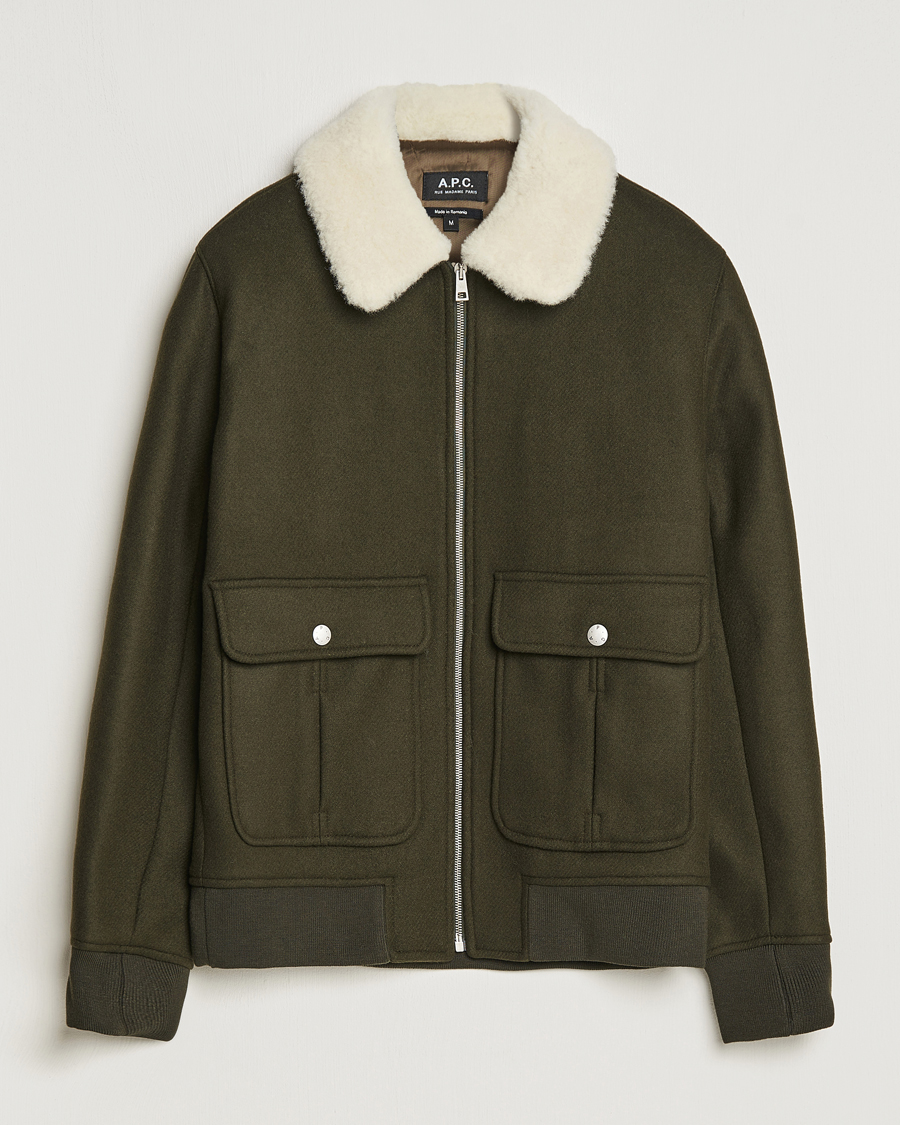 Herren | Jacken | A.P.C. | Ben Shearling Bomber Jacket Dark Green