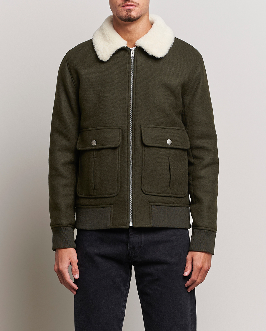 Herren |  | A.P.C. | Ben Shearling Bomber Jacket Dark Green