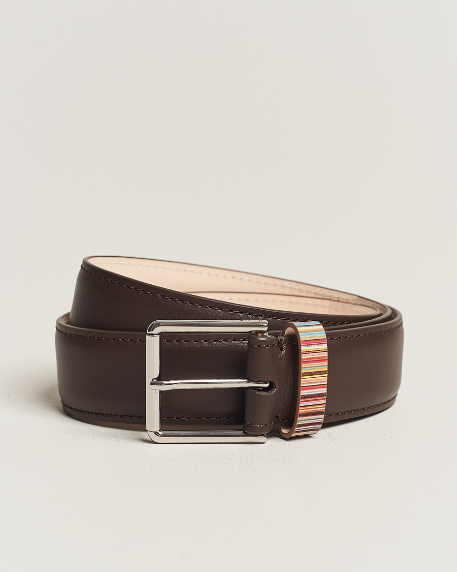 Herren |  | Paul Smith | Leather Stripe Belt Dark Brown
