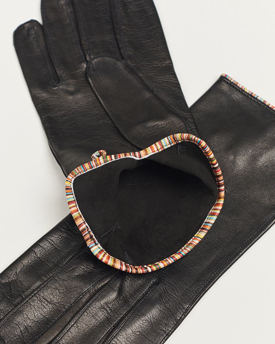 Herren | Accessoires | Paul Smith | Leather Striped Piping Glove Black