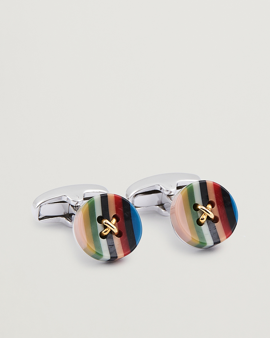 Herren | | Paul Smith | Button Stripe Cufflink Silver