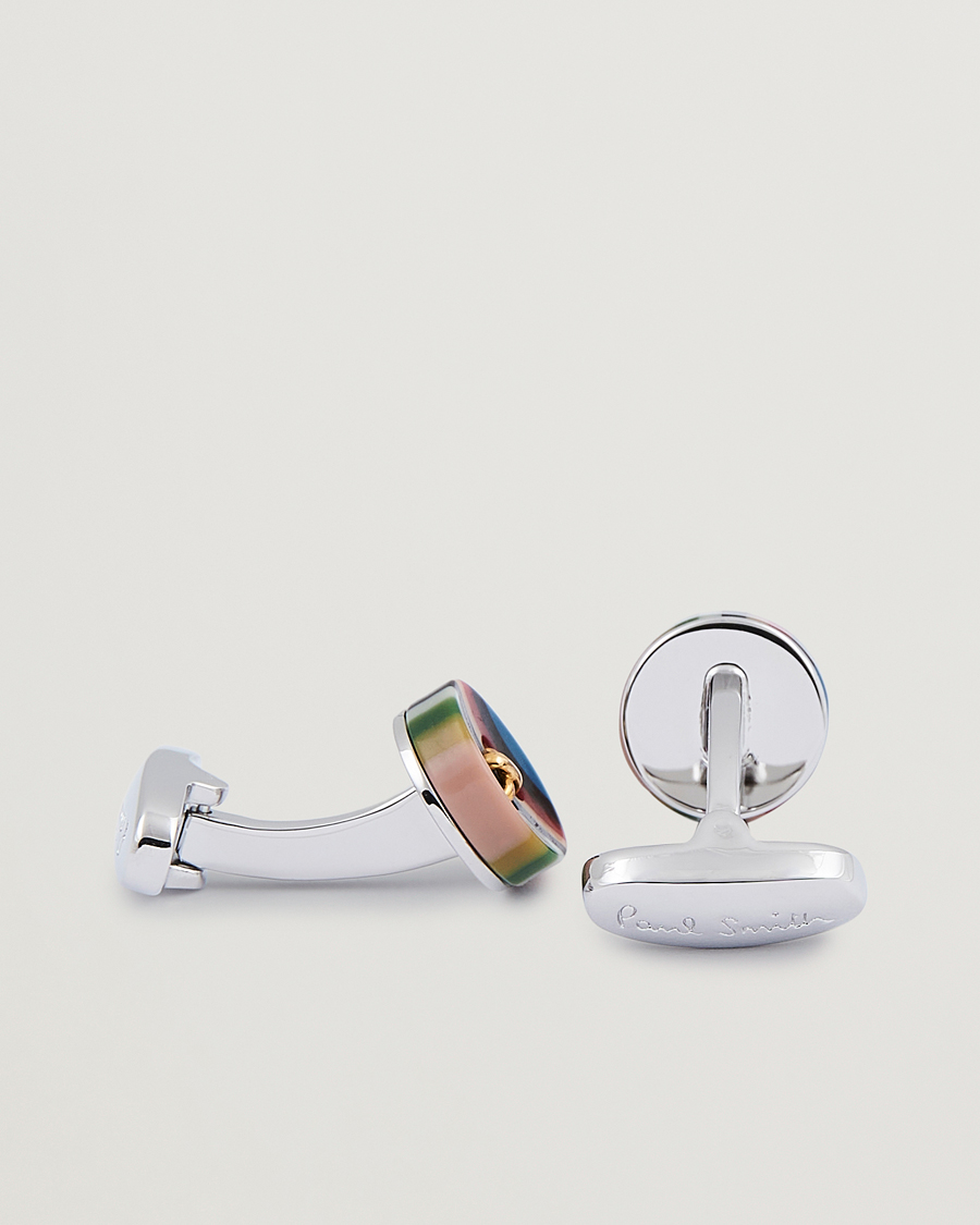 Herren | | Paul Smith | Button Stripe Cufflink Silver