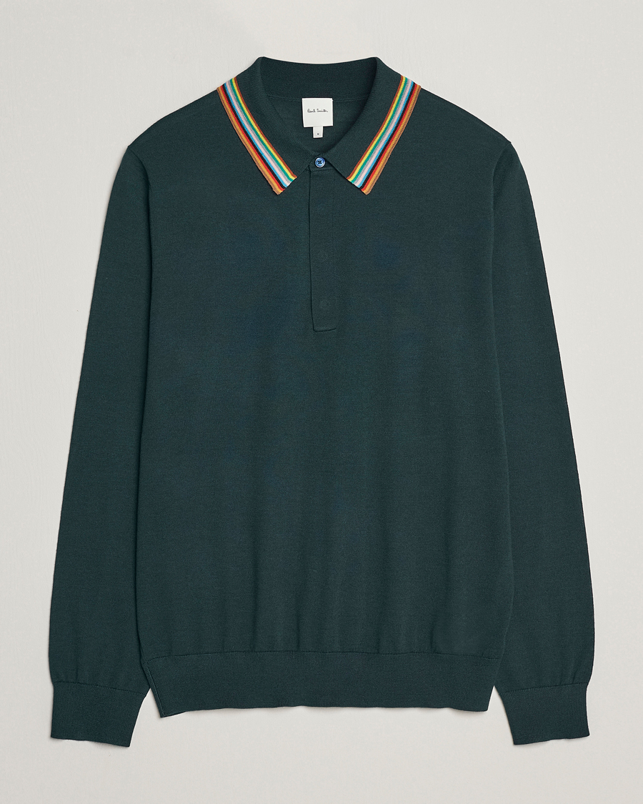 Herren |  | Paul Smith | Wool/Silk Knitted Polo Dark Green