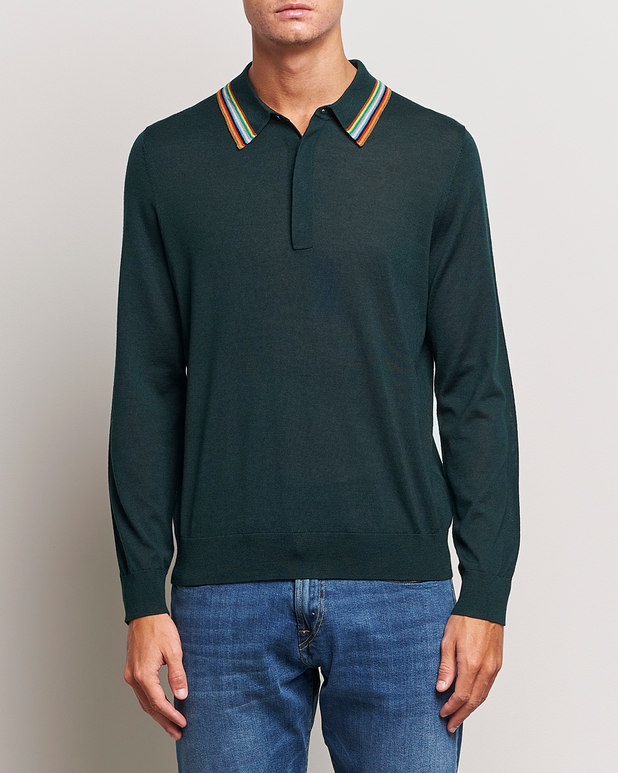 Herren |  | Paul Smith | Wool/Silk Knitted Polo Dark Green