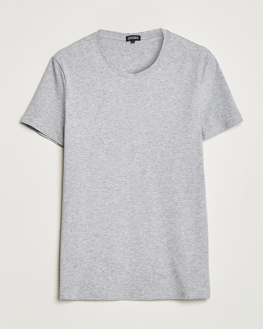 Herren |  | Zegna | Stretch Cotton Round Neck T-Shirt Grey Melange