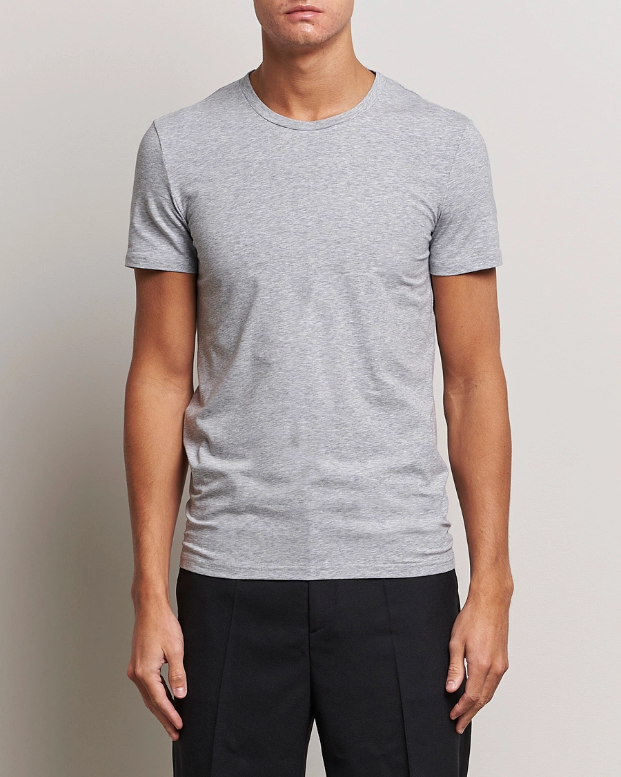Herren |  | Zegna | Stretch Cotton Round Neck T-Shirt Grey Melange