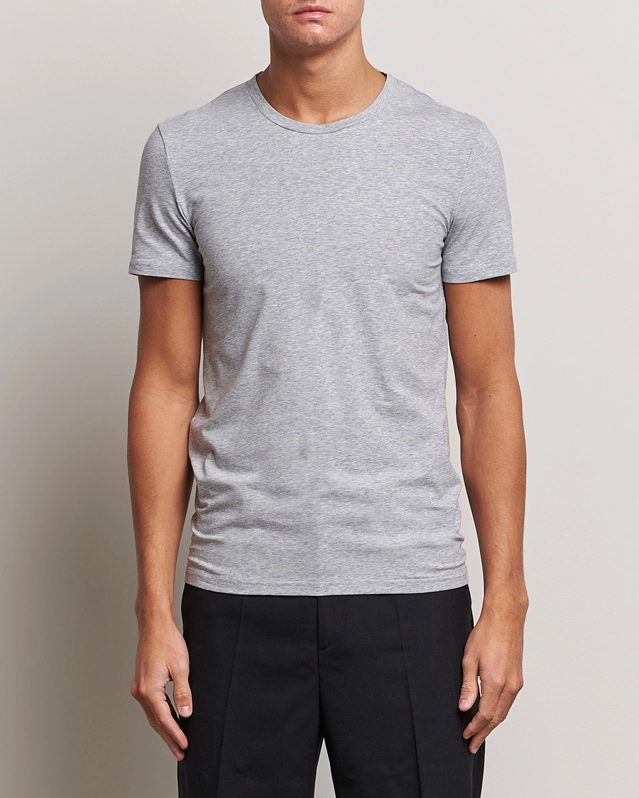 Herren | Kurzarm T-Shirt | Zegna | Stretch Cotton Round Neck T-Shirt Grey Melange