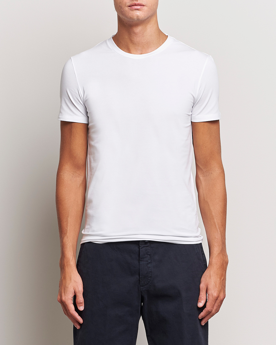 Herren | Luxury Brands | Zegna | Stretch Cotton Round Neck T-Shirt White