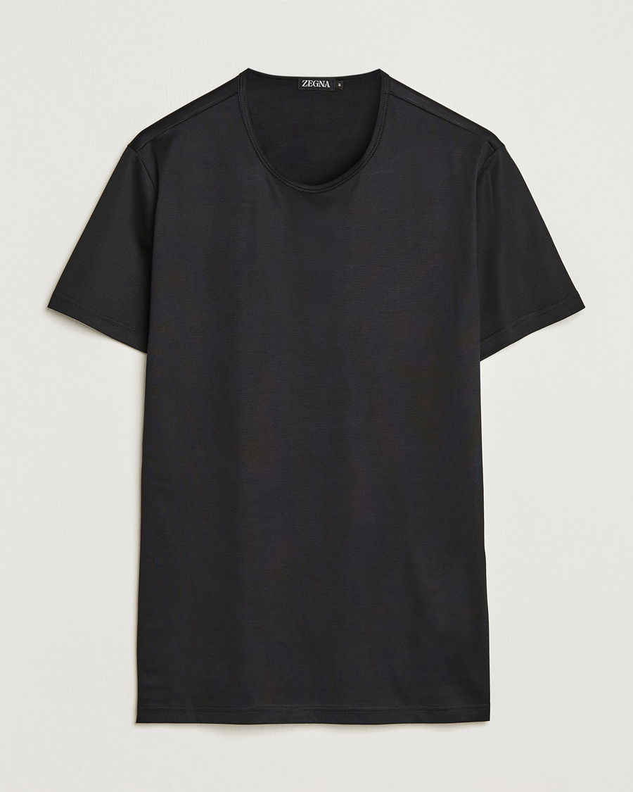 Herren |  | Zegna | Filoscozia Pure Cotton Round Neck T-Shirt Black