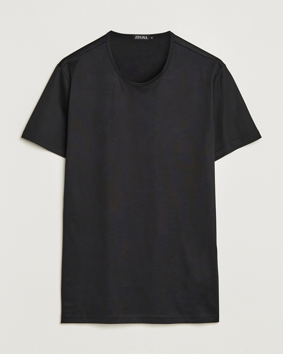 Herren | T-Shirts | Zegna | Filoscozia Pure Cotton Round Neck T-Shirt Black